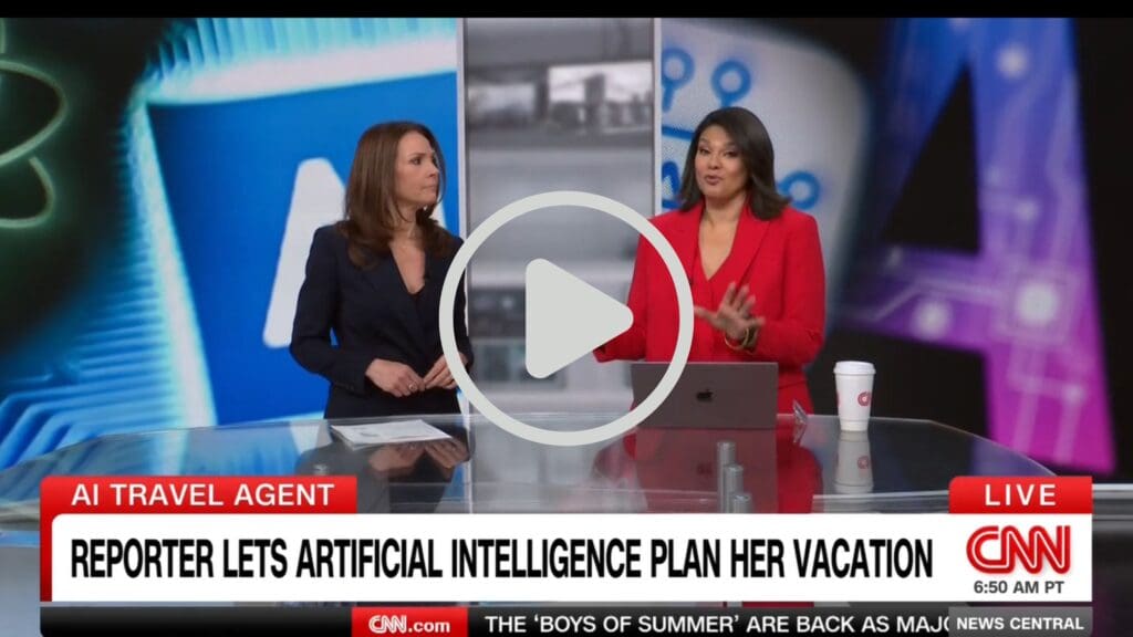 CNN News Central report featuring Sara Sidner and Erica Hill discussing the pitfalls of using AI as a travel advisor.